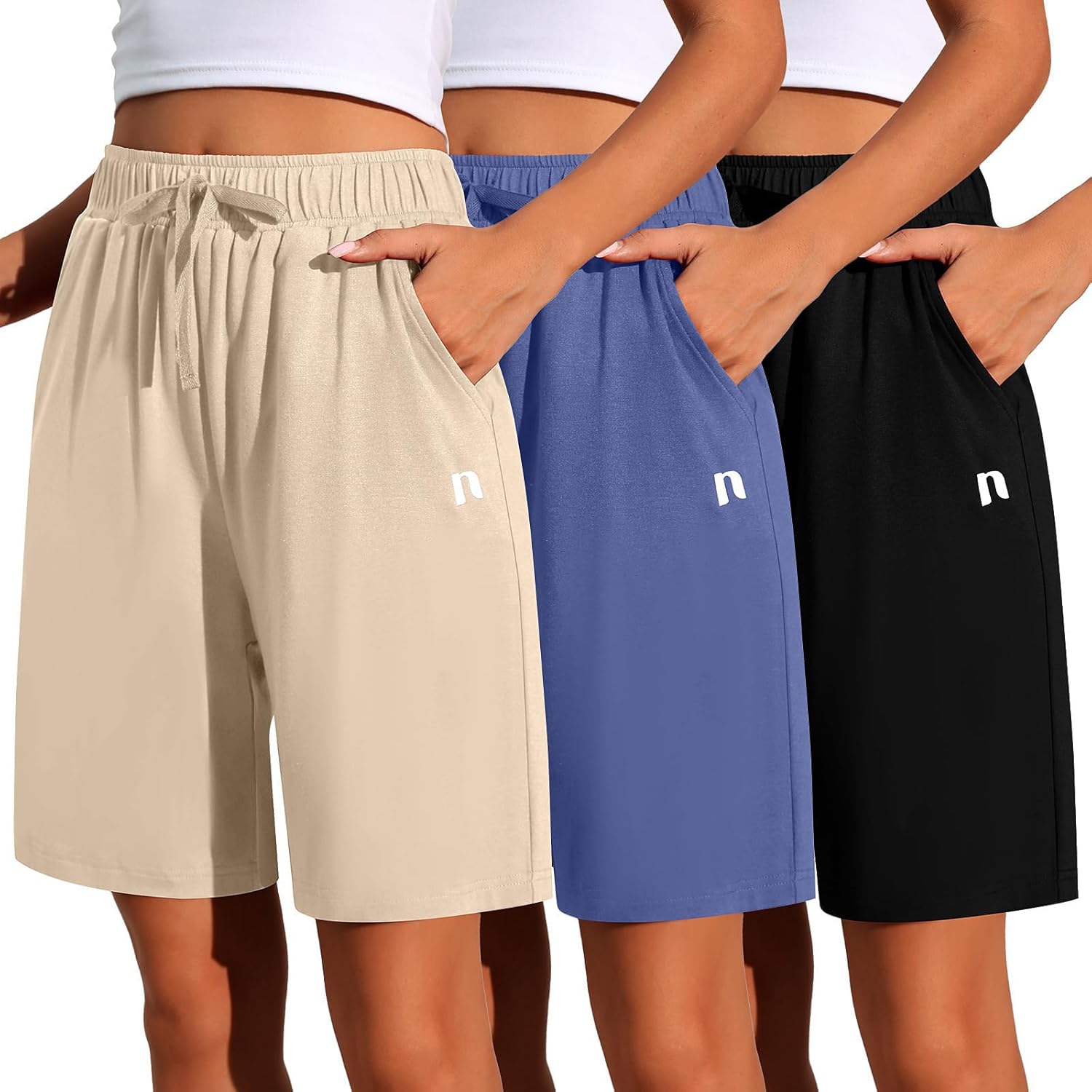 Neer Women's Quick Dry High Waisted Bermuda Athletic Shorts