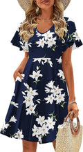 Womens Fit and Flare Floral Ruffle Summer Dress with Pockets - 2025