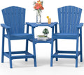 Dark Blue Tall Adirondack Chairs Set of 2 High Back Barstools