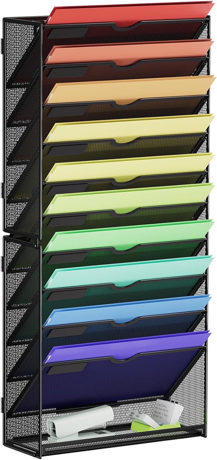 Marbrasse Wall File Holder: 11-Tier Organizer for Home Office
