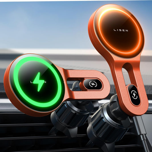 LISEN 15W MagSafe Car Charger: Fast Wireless Charging on the Go!