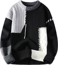GURUNVANI Patchwork Sweater Mens Colorblock Jumper - Comfortable