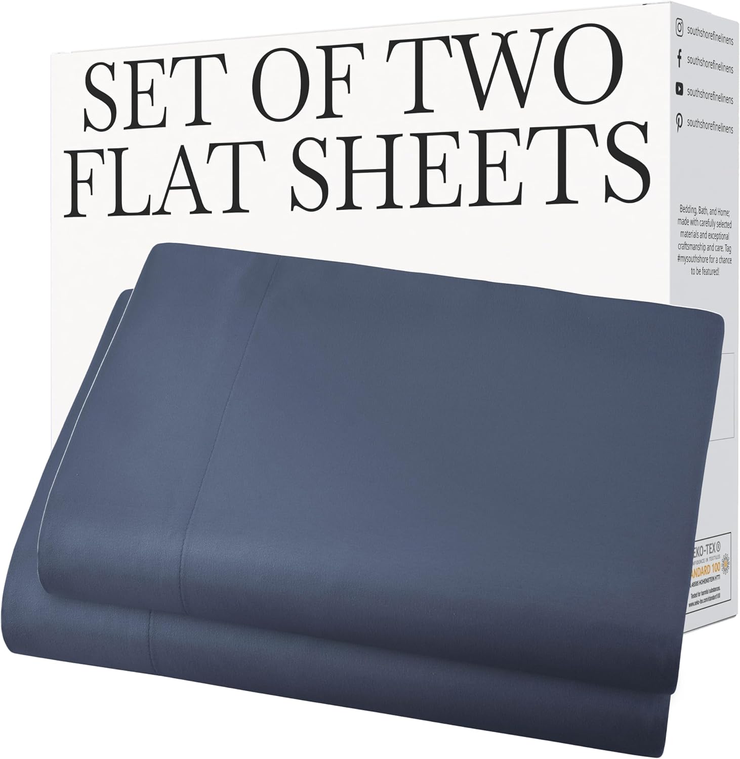 Oversize Luxury Flat Sheets Only - 2-Pack Queen Size Set