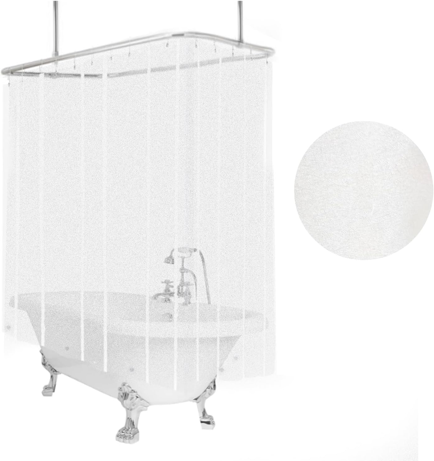 Extra Wide Silky Frosted Shower Curtain Set