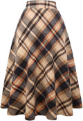 Long Plaid Wool Skirt for Womens Winter Fall Warm High (Style WDX6)