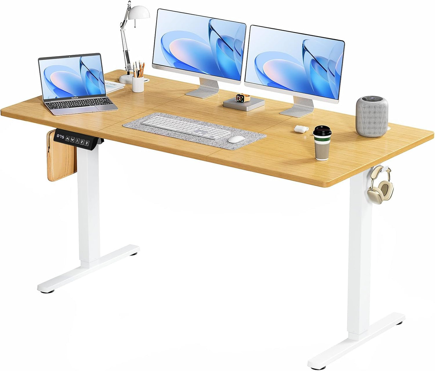 Smug Adjustable Height Standing Desk 63 Inch Electric Sit Stand