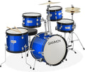 Junior 5-Piece Drum Kit with Cymbals, Hardware, Sticks - Blue
