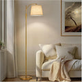 Fully Dimmable Floor Lamp with Linen Beige Shade - Stepless Rotary