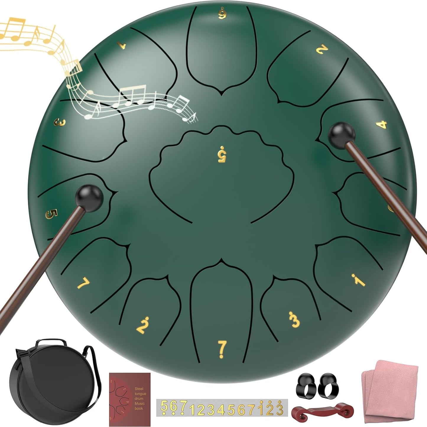 D Major Steel Tongue Drum Handpan - 12 Inch 13 Note Rain Drum