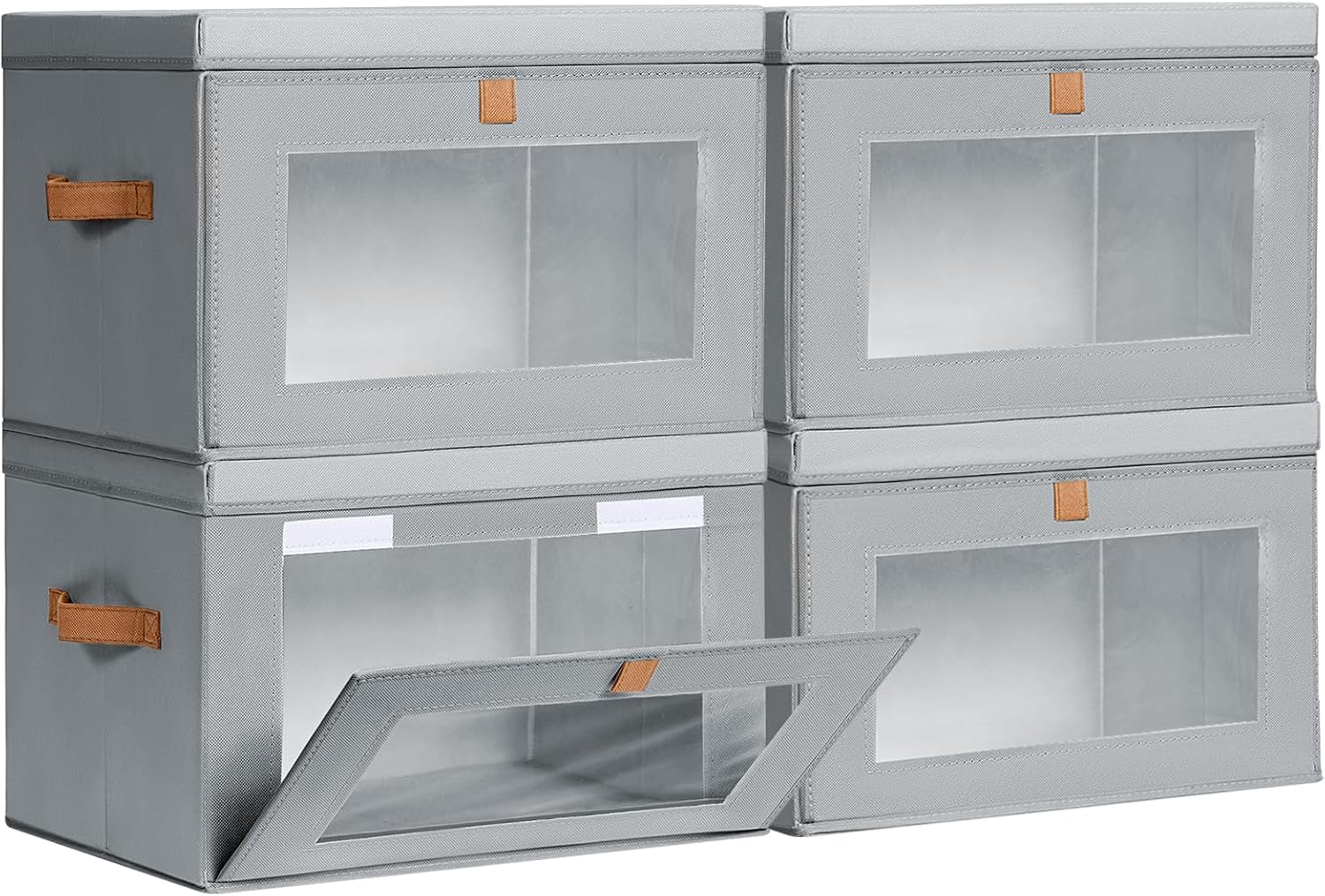 Large Closet Storage Bins with Handles & Window for Organizing