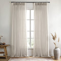 Beige Pinch Pleated Linen Sheer Curtains 120in Long - Natural Light