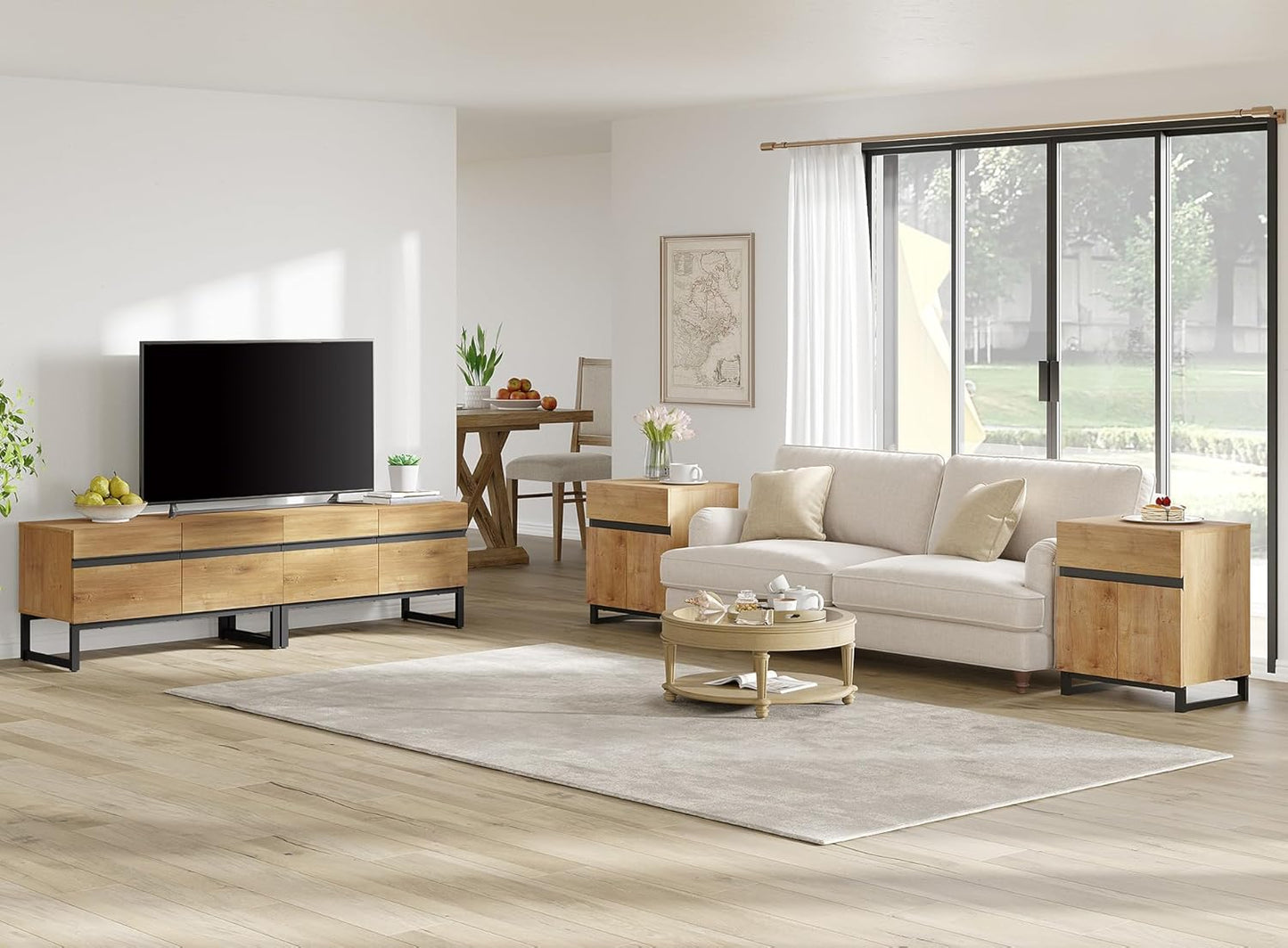 Oak Entertainment Set with Drawers