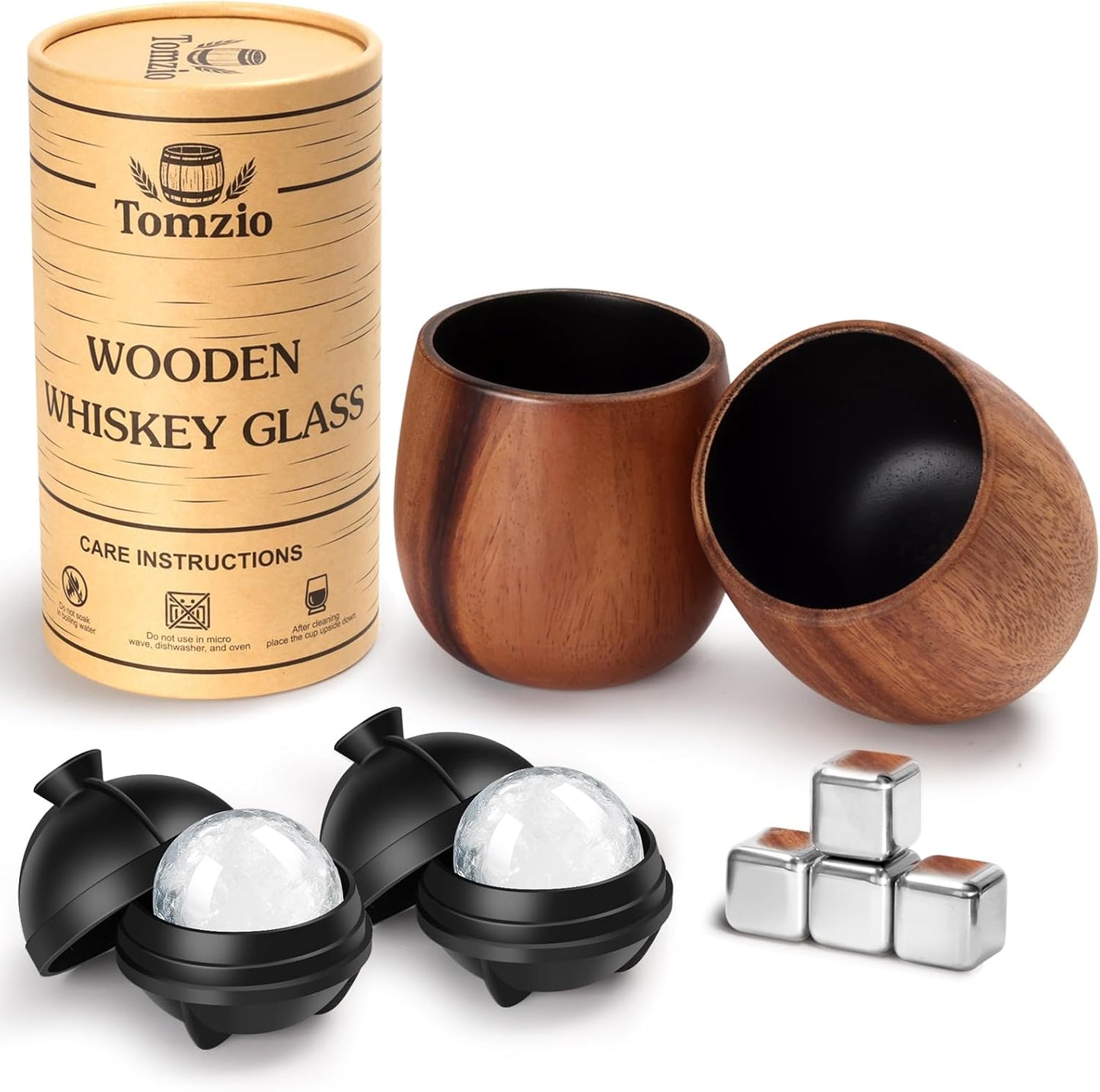 Charred Wooden Bourbon Drinking Glass Set of 2 for Whiskey Lovers