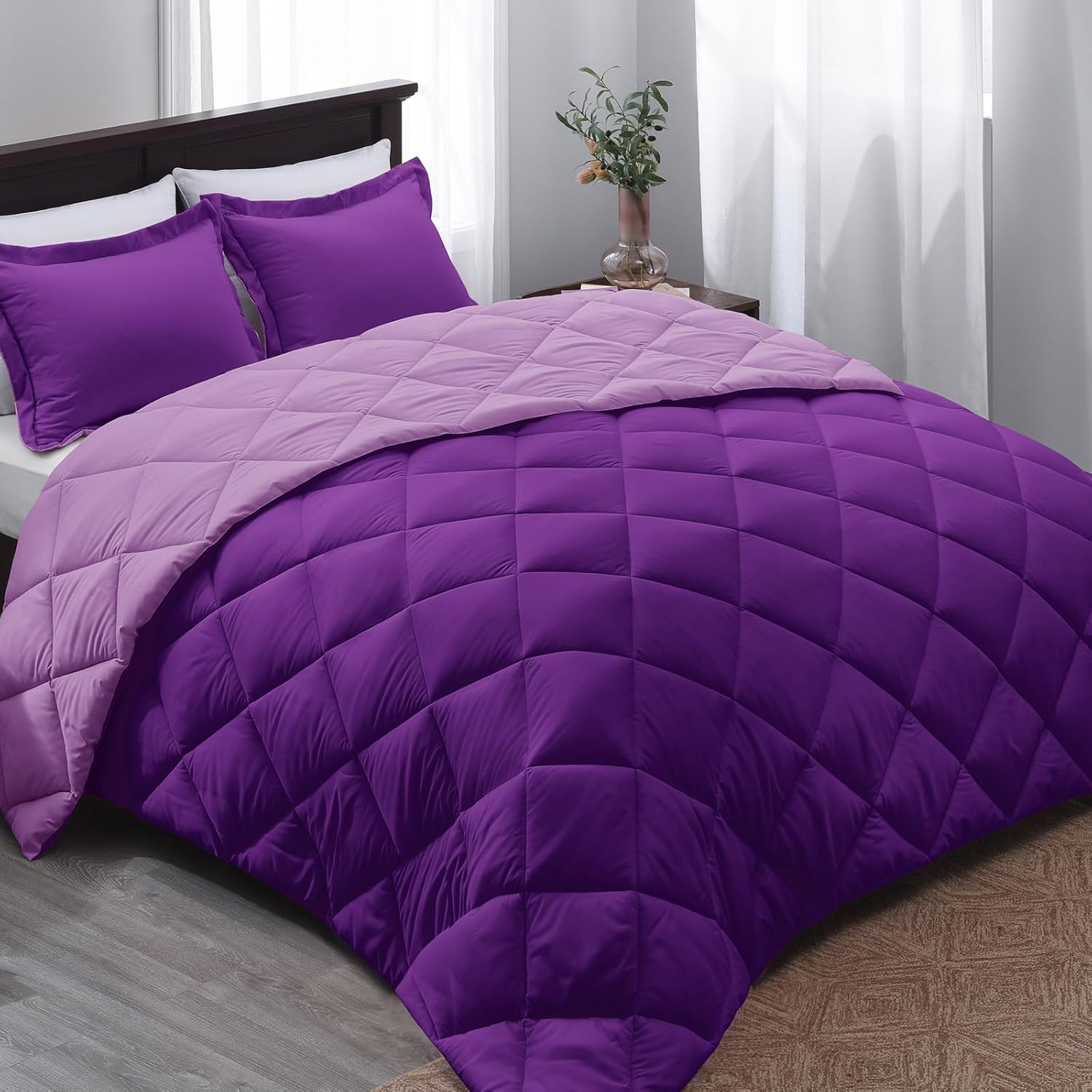 California King Comforter Set for All Seasons in Purple/Lilac