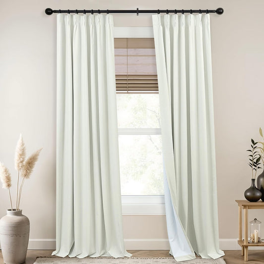 Mrs.Naturall Cream Beige Blackout Curtains for Modern Living Room