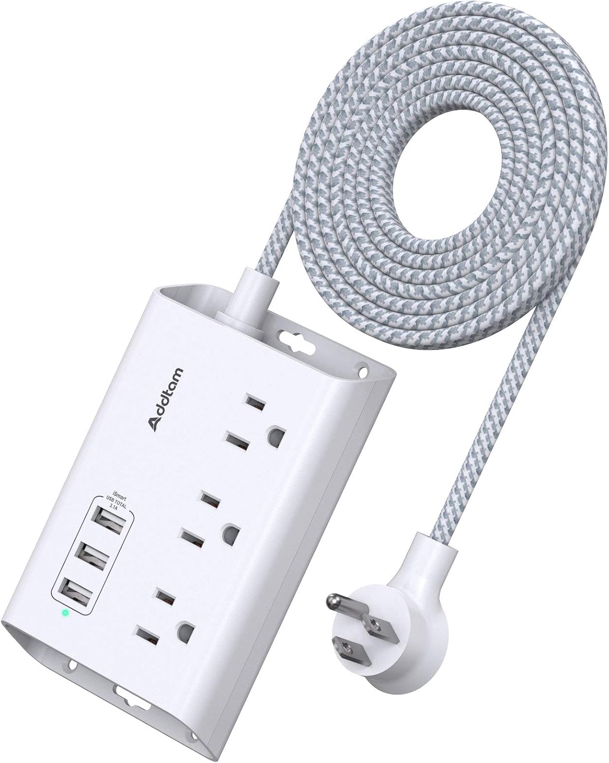 Addtam Power Strip: Compact & Versatile with 3 USB Ports