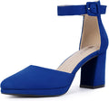 Womens Closed Toe Chunky Block Platform Pumps - Comfortable Low Heels