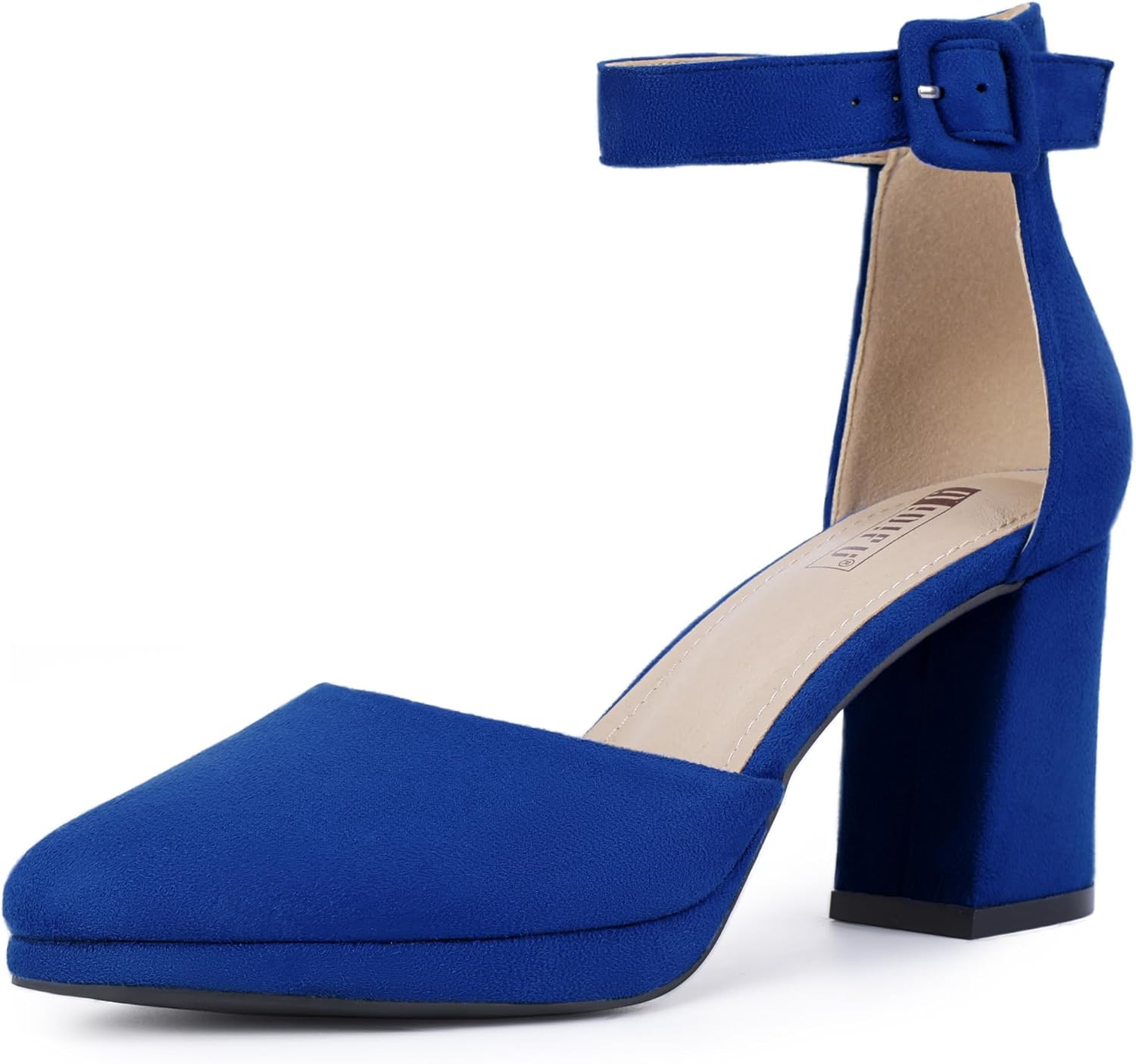IDIFU Womens Closed Toe Heels Chunky Block Platform Pumps