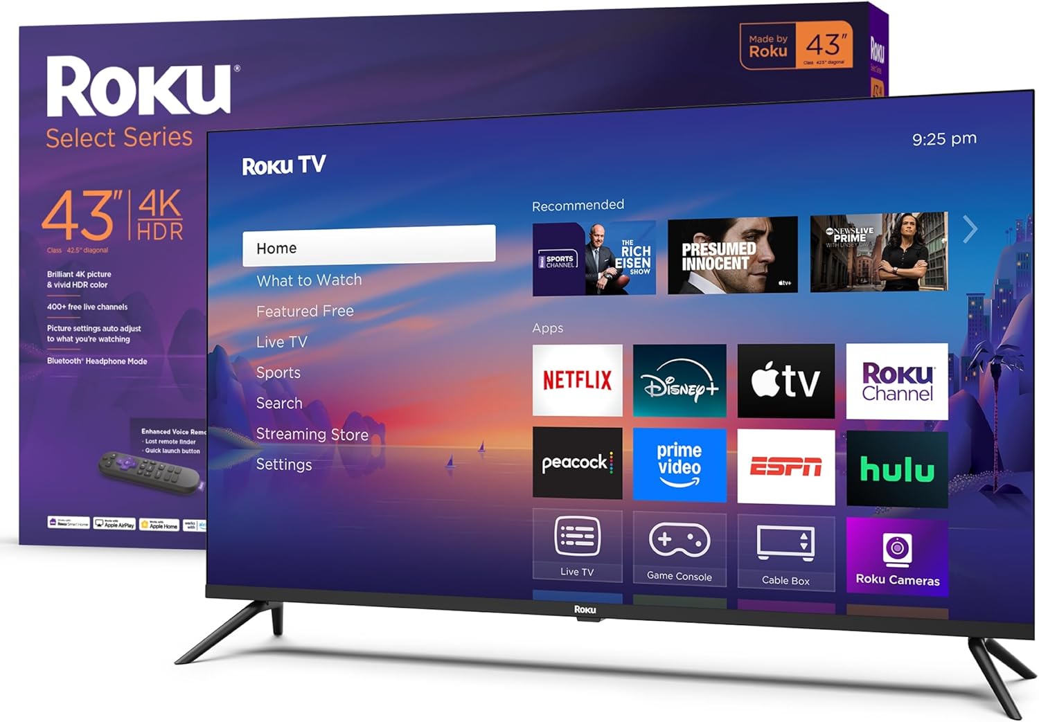 Roku Smart TV 43-Inch 4K HDR with Enhanced Voice Remote