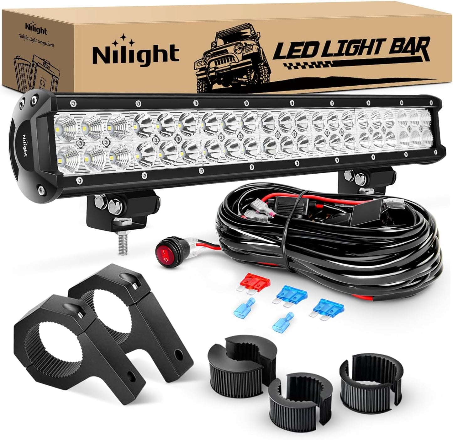 Nilight 20 Inch 126W LED Light Bar for Off-Road Adventures