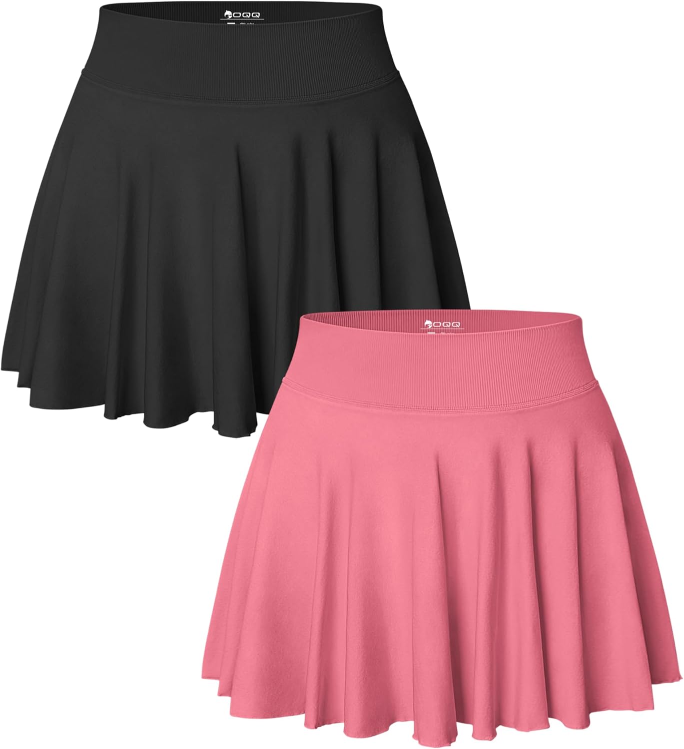 OQQ Women 2 Piece Skirts 2 in 1 Flowy Basic Versatile Mini Skirts