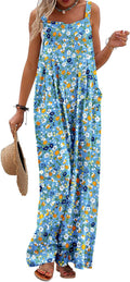 Women's Summer Casual Overalls Loose Wide Leg Jumpsuit - Boho Floral