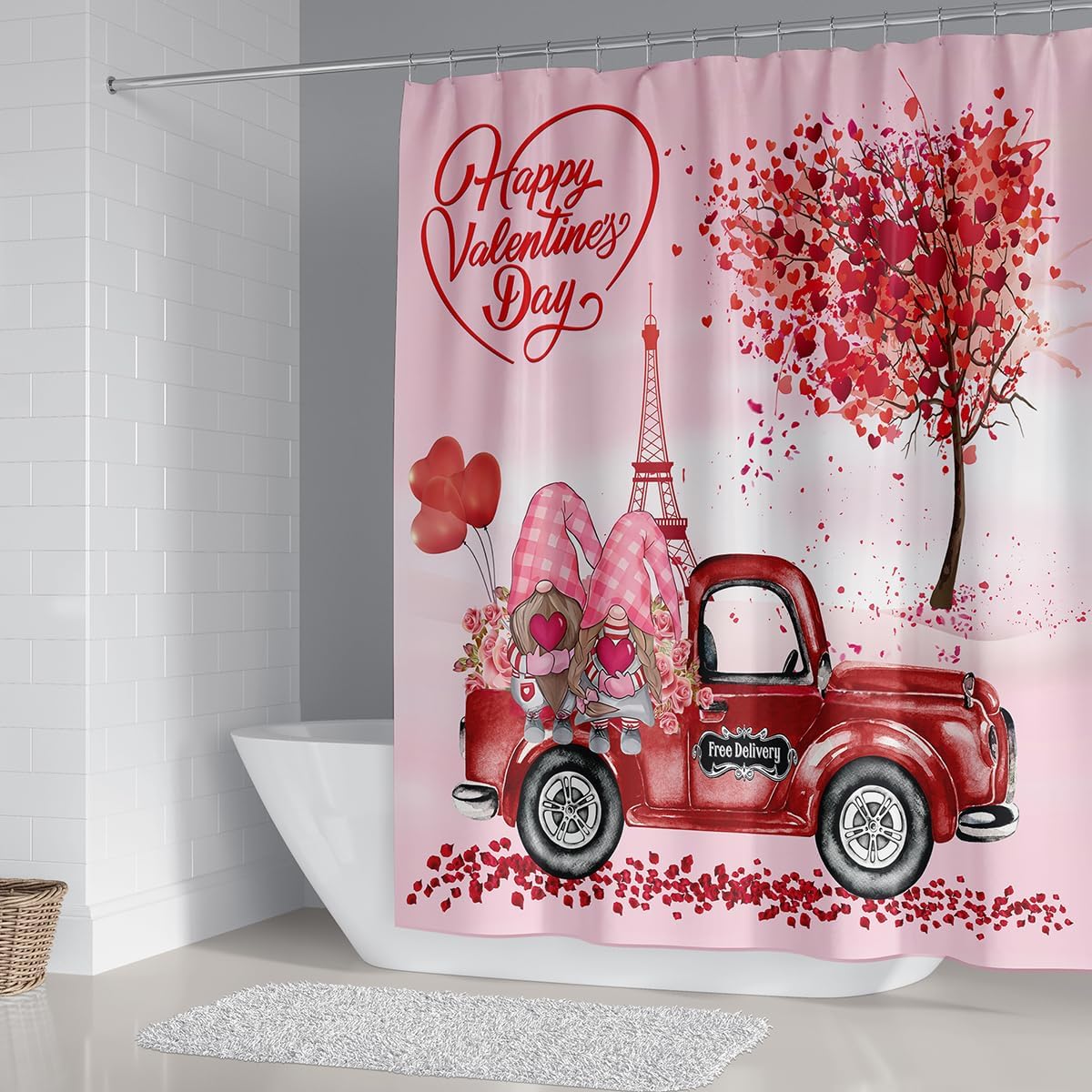Valentine Gnomes Bath Curtain by DDS-DUDES