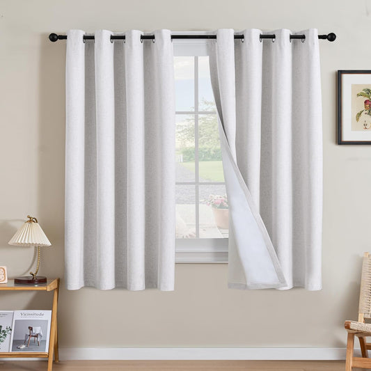 100% Blackout Linen Curtains for Bedroom and Living Room