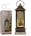 12in Christmas Snow Globe Lantern with Music - LED Water Glitter Light