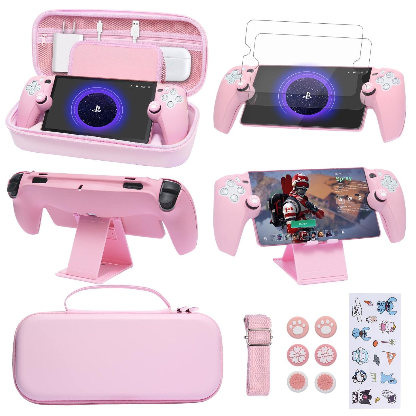 GUTIAL Ps Portal Accessories Bundle - Cute Pink Kit for Kids