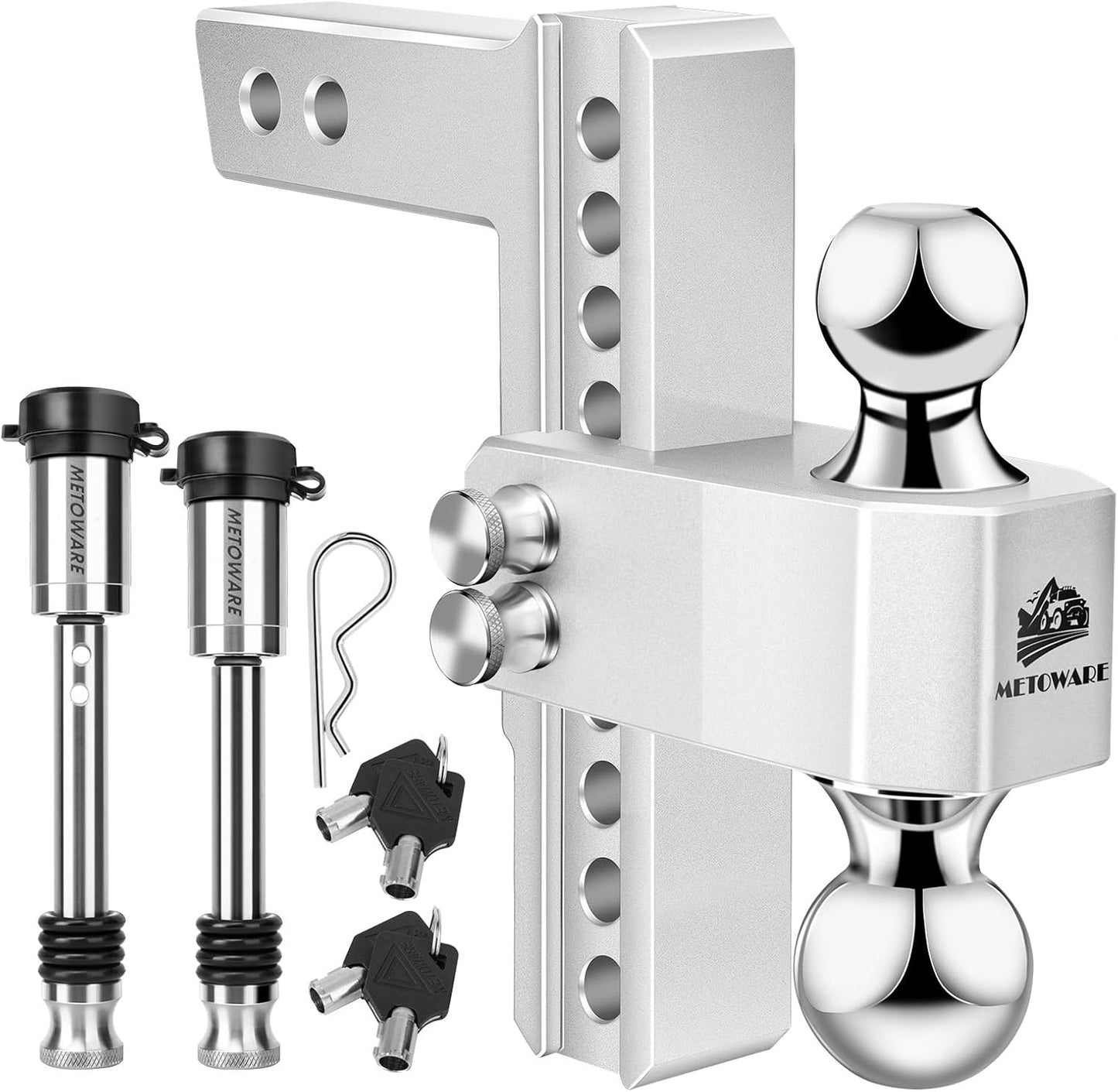 METOWARE Adjustable Trailer Hitch - Heavy Duty 8-Inch Drop/Rise
