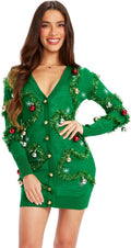 Women's Sequin Snowfall Sweater Dress - Festive, Comfortable Fit Tipsy
