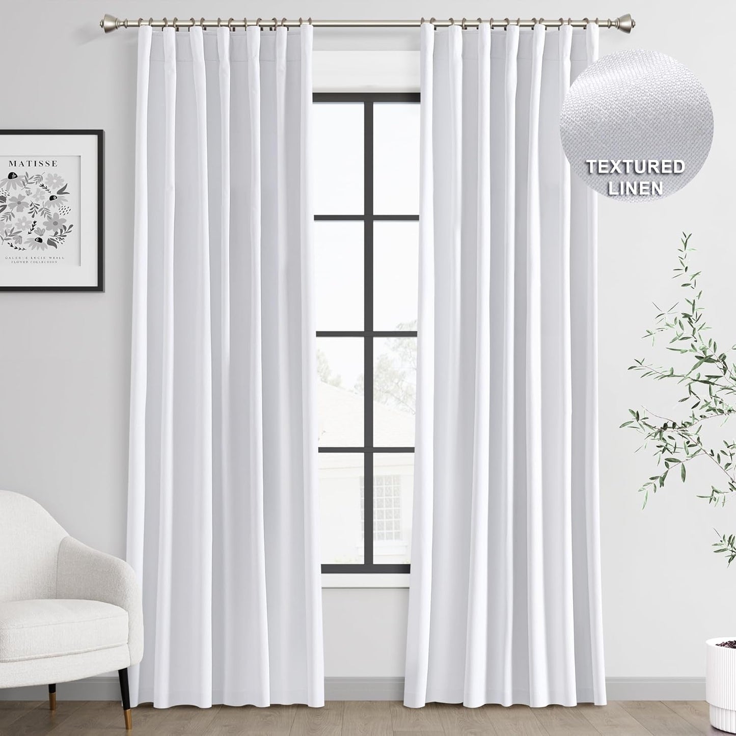 Joywell Linen 100% Blackout Curtains for Elegant Home Decor