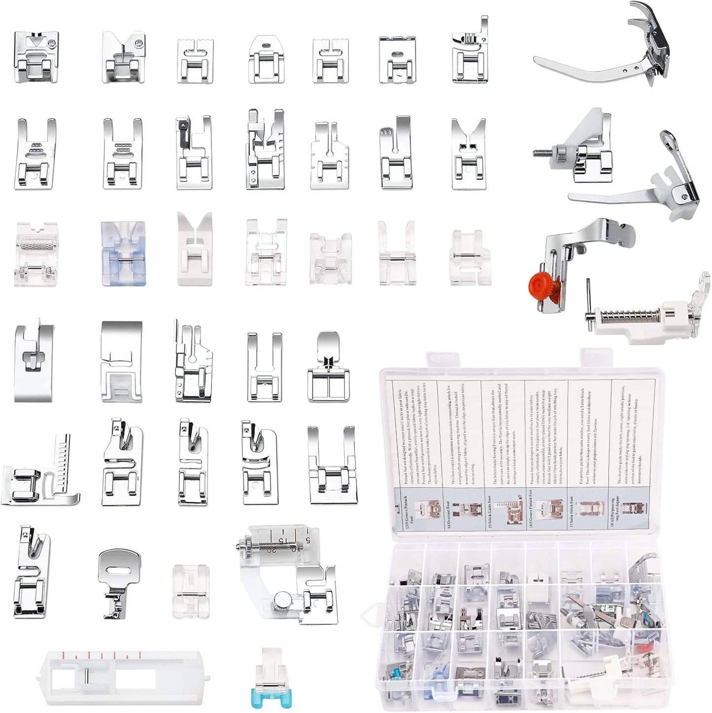 42Pc Presser Foot Set for Low Shank Machines - Ultimate Sewing Kit