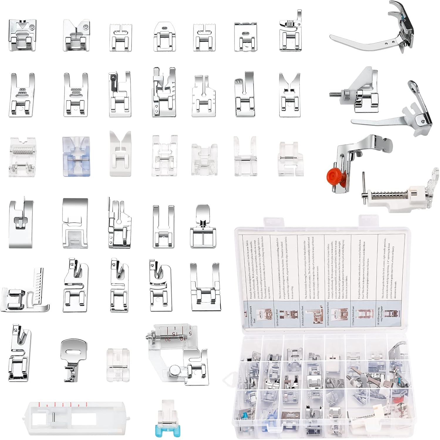 42Pc Presser Foot Set for Low Shank Machines - Ultimate Sewing Kit