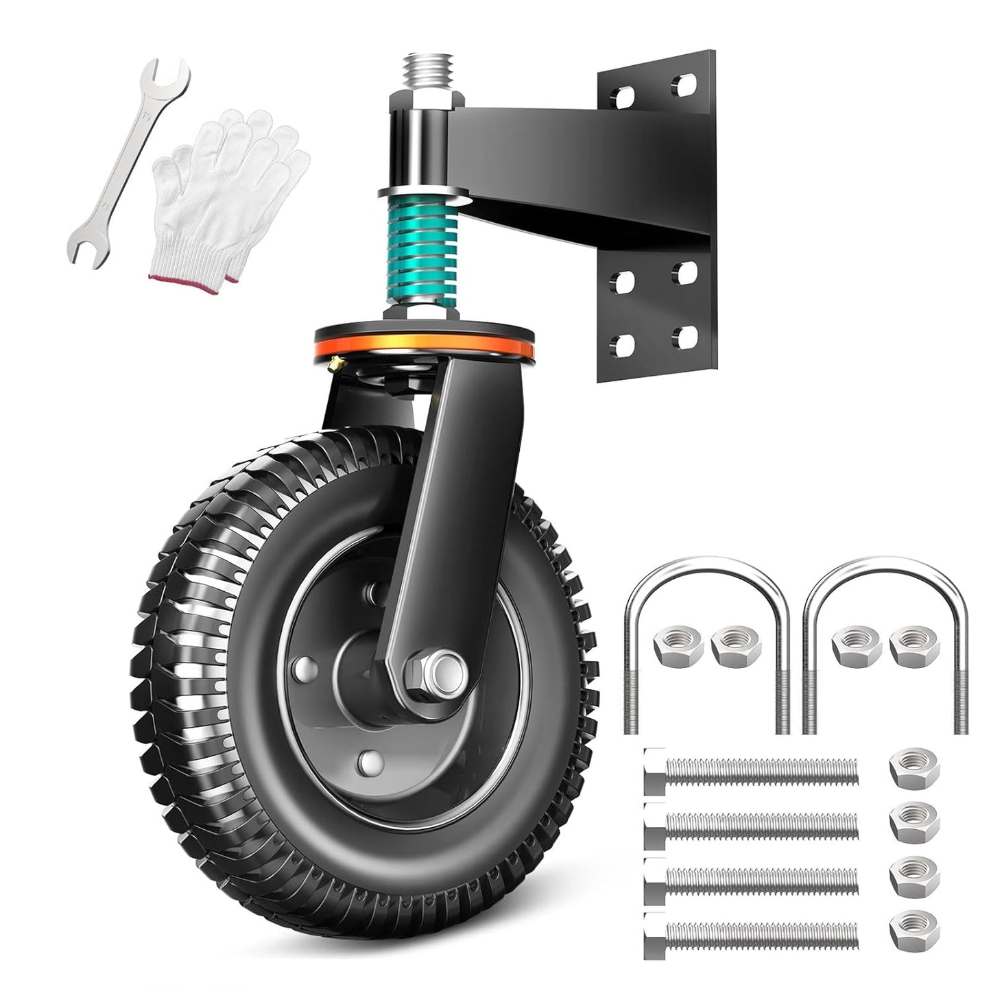 8inch Gate Wheel for Metal Tube and Wooden Doors, 700 lbs Capacity