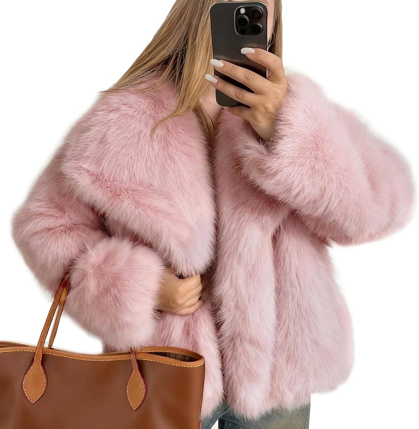 Flygo Women's Faux Fur Coat - Stylish Winter Jacket for Elegance