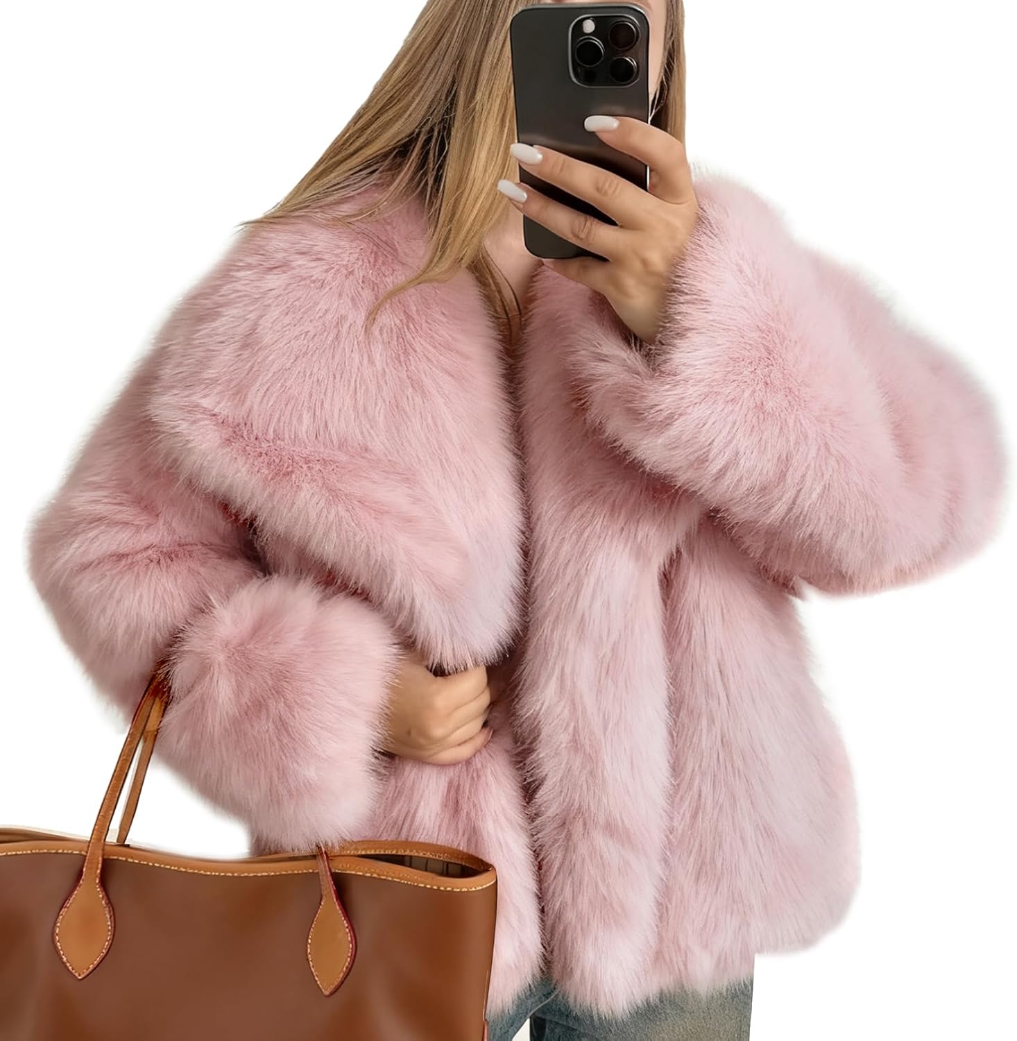 Flygo Women's Faux Fur Coat - Stylish Winter Jacket for Elegance