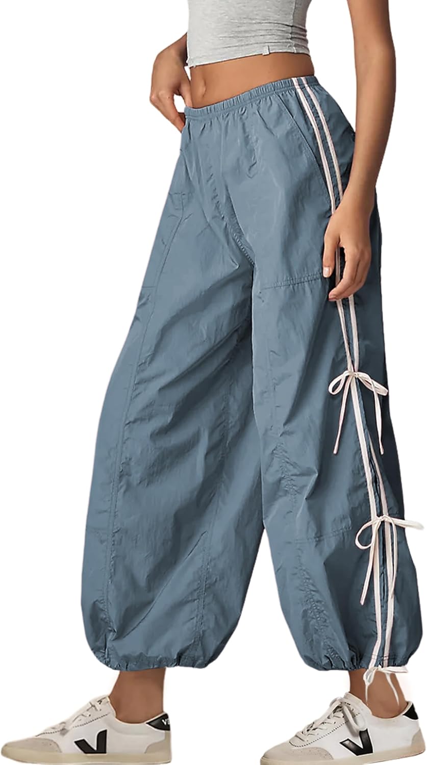 Zhiyouni Parachute Pants for Women - Stylish High Waist Cargo