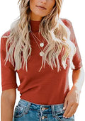Womens Mock Turtleneck Short Sleeve Tee - Dressy Casual Essential