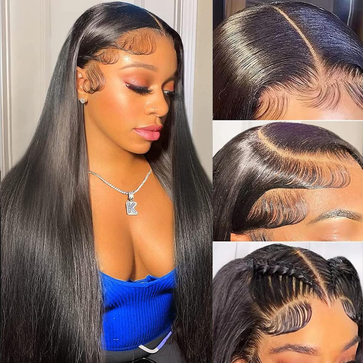 Straight Lace Front Wigs Human Hair for Natural Black Style