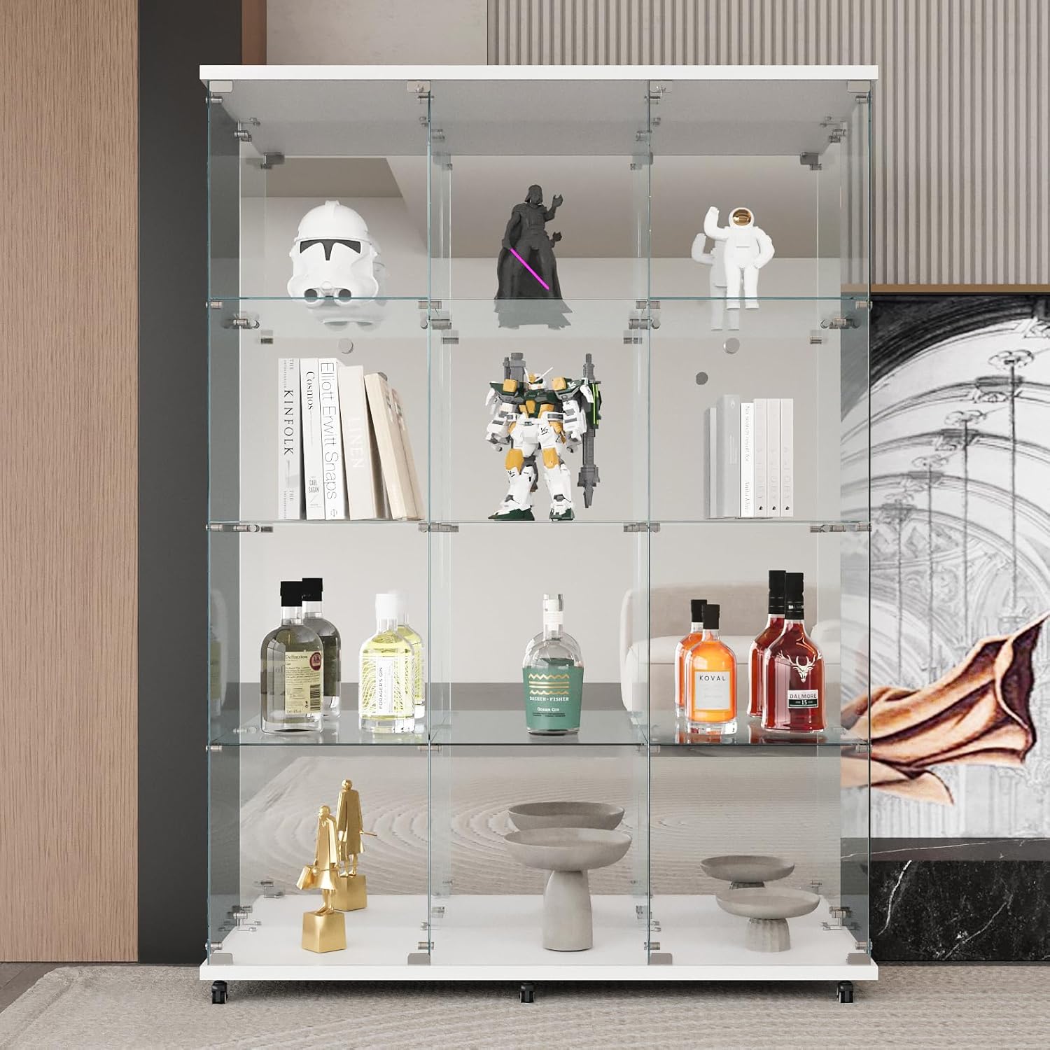 LFT HUIMEI2Y Glass Display Cabinet with 12 Shelves and Lock