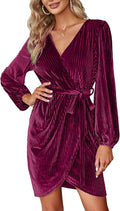BerryGo Women's Long Sleeve Wrap Dress Perfect for Cocktail Events