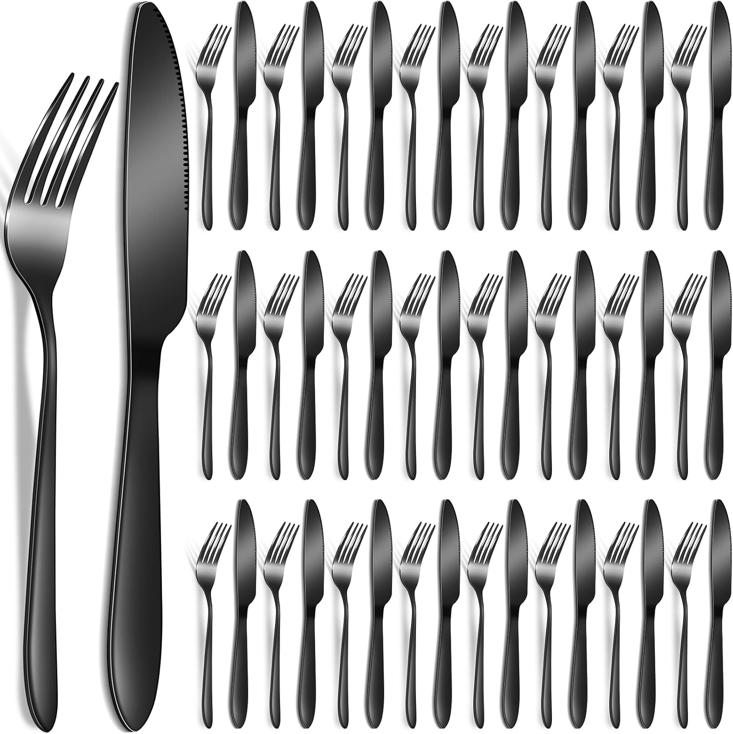 Nuenen 50 Pieces Stainless Steel Forks and Knives Set for Dining