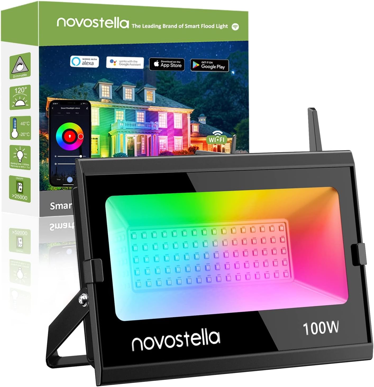 NOVOSTELLA 100W Smart LED Flood Lights for Outdoor Use