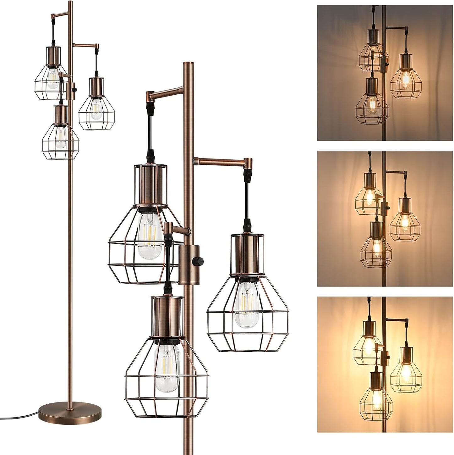 EDISHINE Dimmable Industrial Floor Lamp for Home Ambiance
