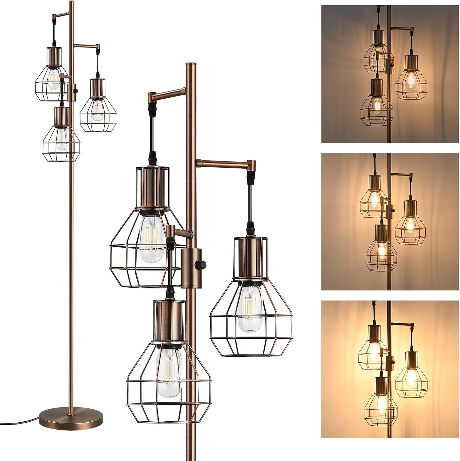 EDISHINE Dimmable Industrial Floor Lamp for Home Ambiance
