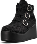 Women Platform Chunky Ankle Boots - Comfortable Gothic Wedge