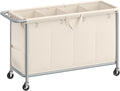 Laundry Basket with Wheels 4-Section Rolling Hamper - Easy Sorting