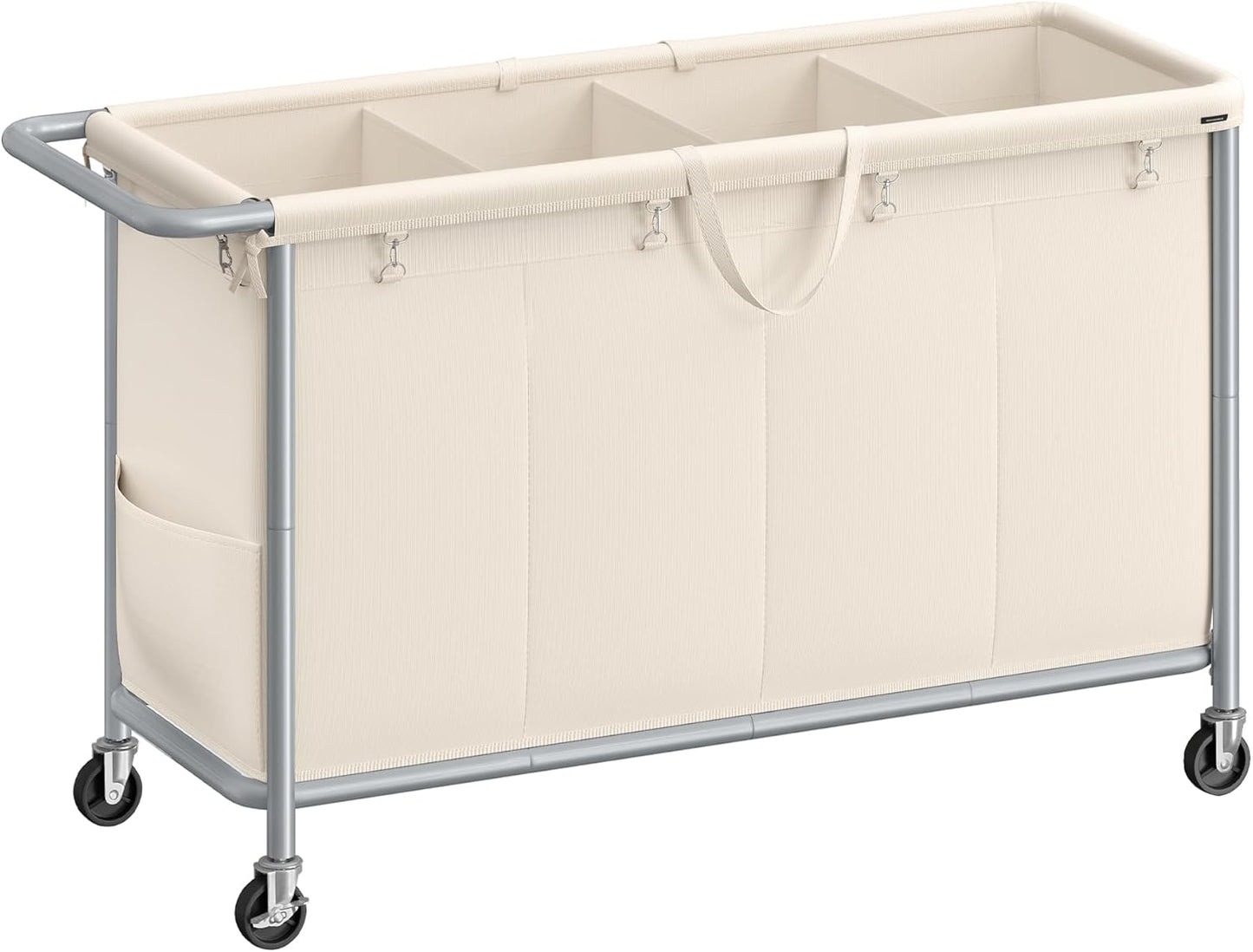 SONGMICS 4-Section Rolling Laundry Hamper with Wheels and Liner